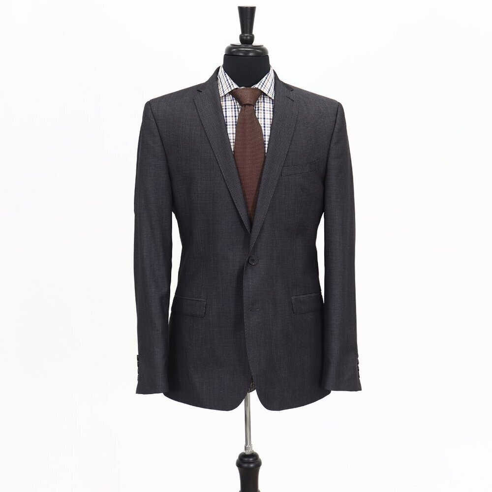 Ben Sherman 42L Gray Check 2-Button Sport Coat Blazer Jacket G397